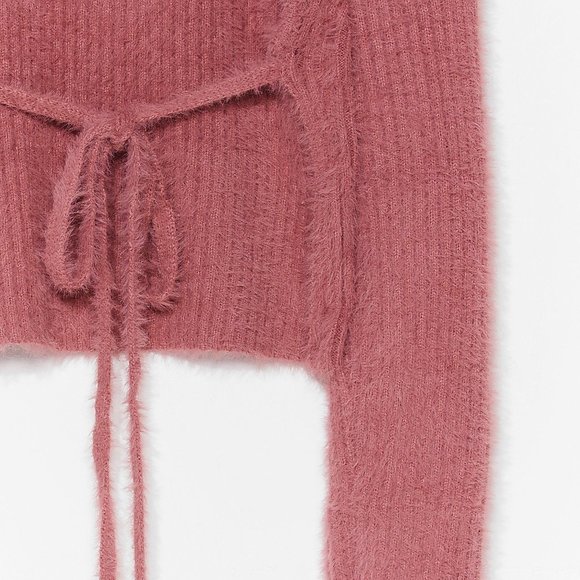 *DONATED 4/1* NWOT Nasty Gal Turtleneck Fluffy Knit Backless Top, Rose, 0 - Picture 4 of 10